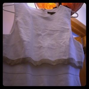 JCrew white with beige trim sheath dress